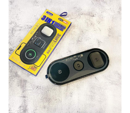 Chargers + Cables Yookie 15WFast wireless charger KI73 3in1 Watch mobile and headphon black